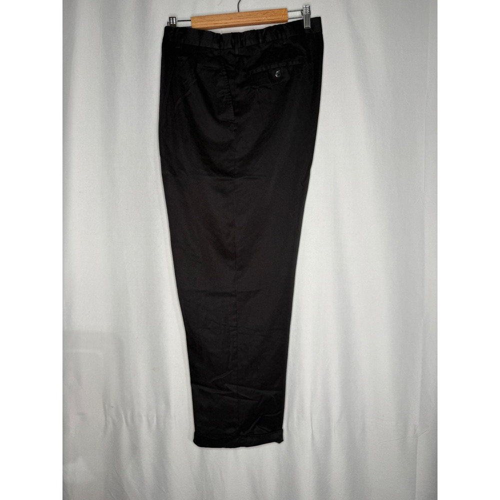 VTG Savane Mens Black Comfort Plus Waistband Pleated Dress Pants 36X30 Cuffed